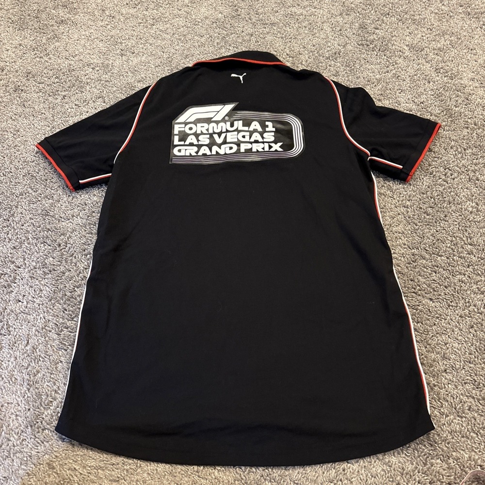 Puma F1 Formula 1 Las Vegas Grand Prix Staff Polo Shirt Mens Medium Black Red - Picture 7 of 8